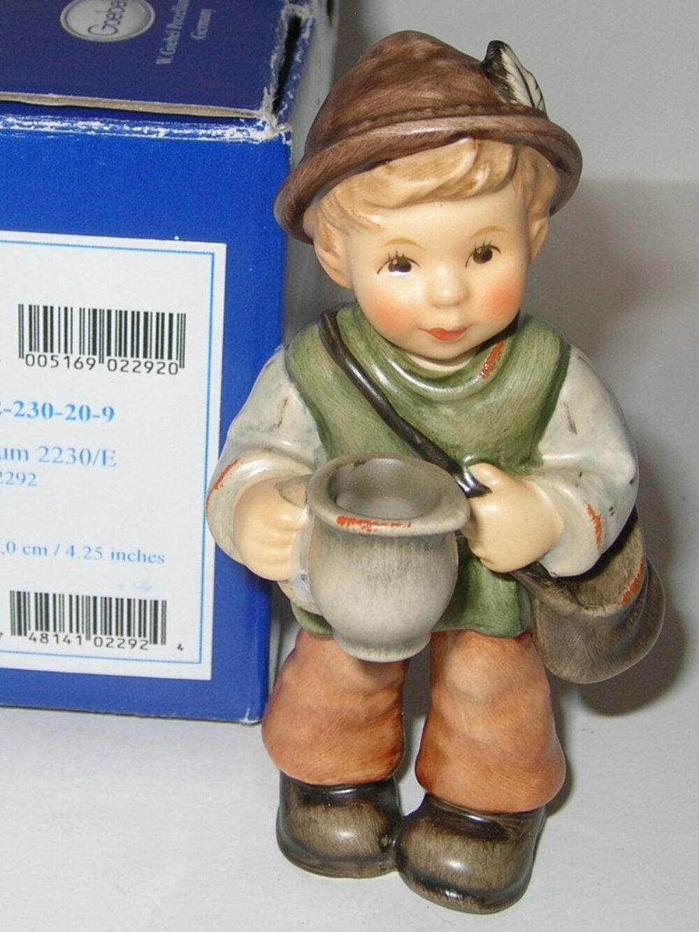 Goebel Hummel "Shepherd With Milk Jug" HUM #2230/E TMK8 w/Box 4.25" Tall MINT